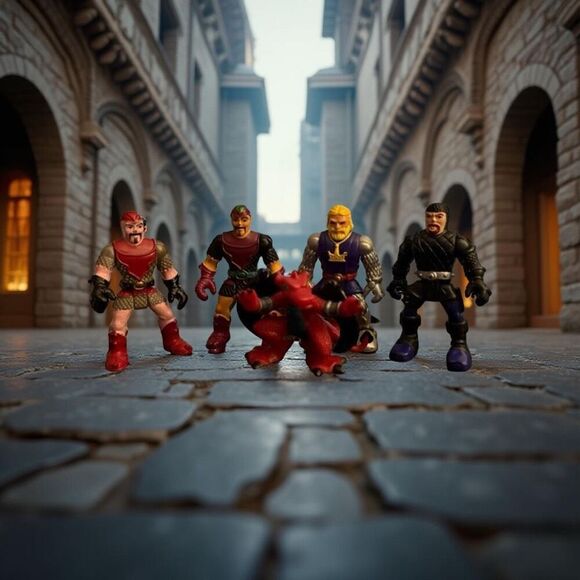 Imaginext Other - Imaginext 2001 King Arthur King Braveheart Battle Knight Figures Red Dragon 2.5”